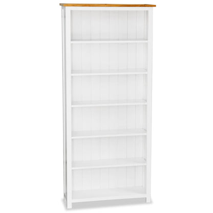 6-Tier Bookcase Solid Oak Wood - 80×23×180cm