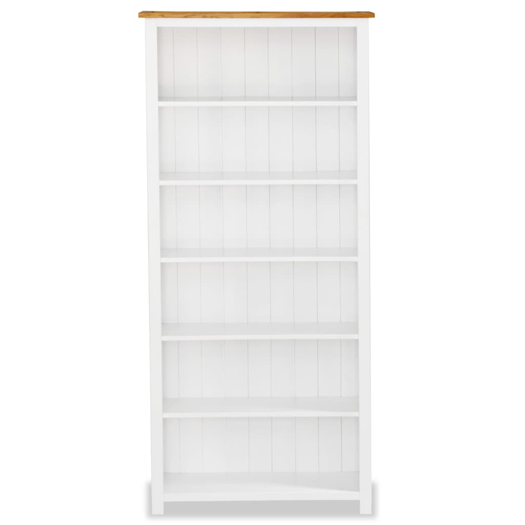 6-Tier Bookcase Solid Oak Wood - 80×23×180cm
