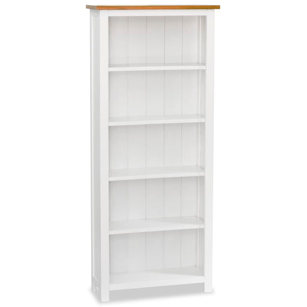  5-Tier Bookcase Solid Oak Wood