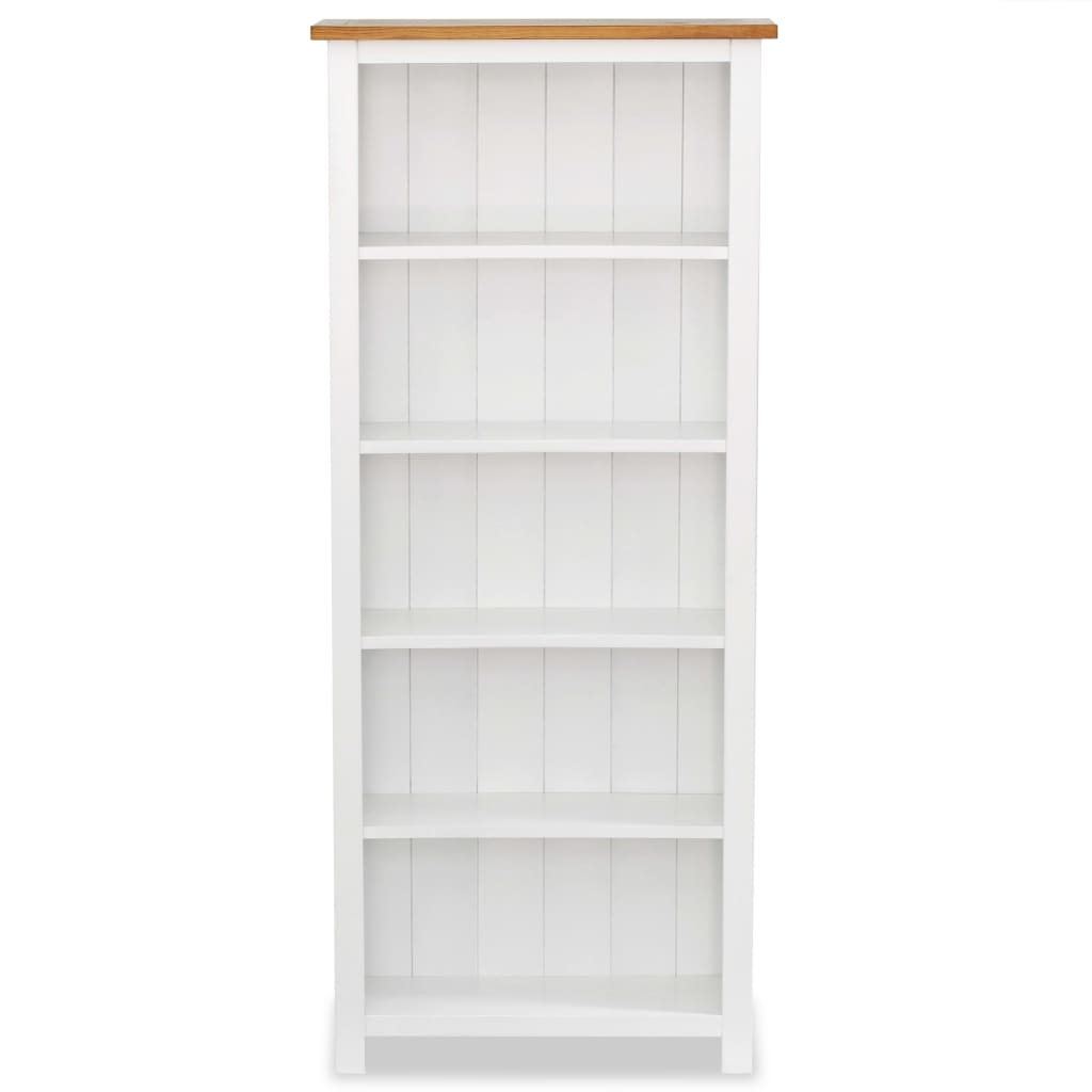 5-Tier Bookcase Solid Oak Wood
