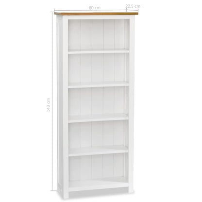 5-Tier Bookcase Solid Oak Wood