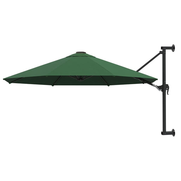  Wall-Mounted Parasol with Metal Pole 300 cm Green