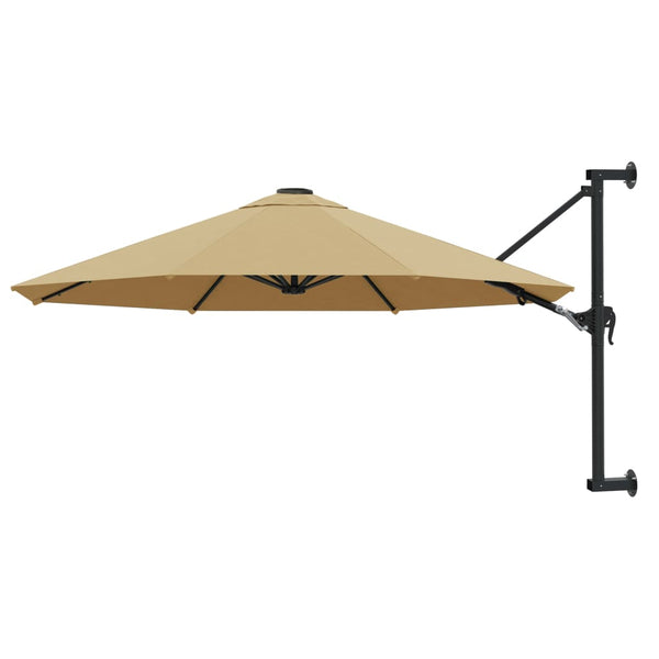  Wall-Mounted Parasol with Metal Pole 300 cm Taupe