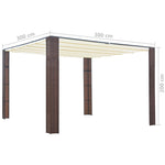 Gazebo with Roof Poly Rattan Brown and Cream