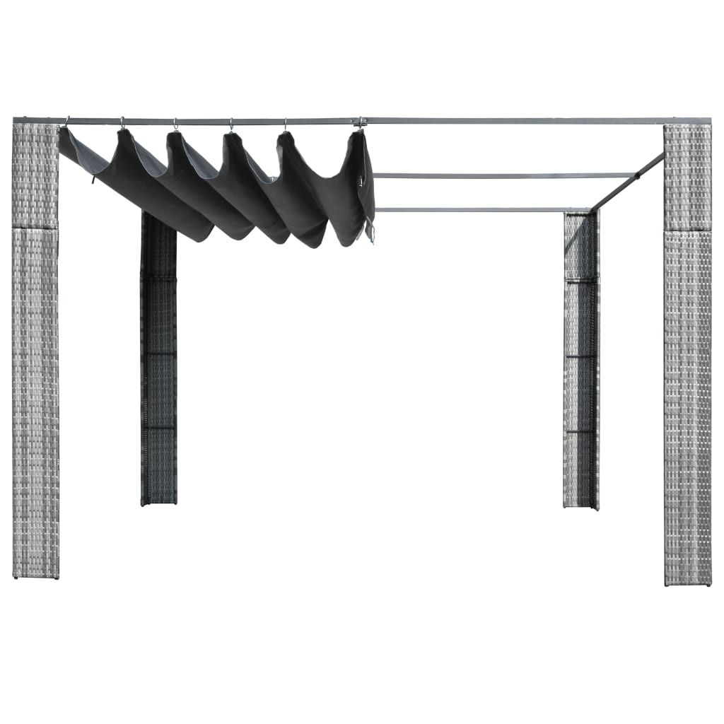 Gazebo with Roof Poly Rattan  Grey and Anthracite