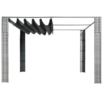 Gazebo with Roof Poly Rattan  Grey and Anthracite