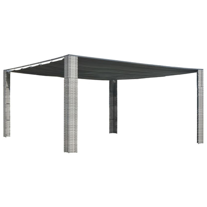 Gazebo with Sliding Roof Poly Rattan Grey and Anthracite