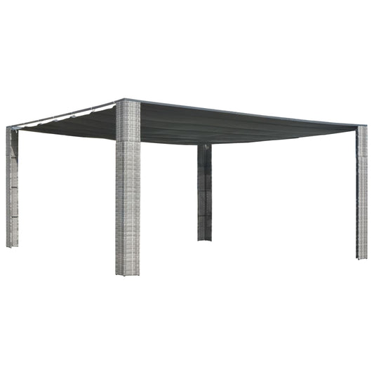 Gazebo with Sliding Roof Poly Rattan Grey and Anthracite