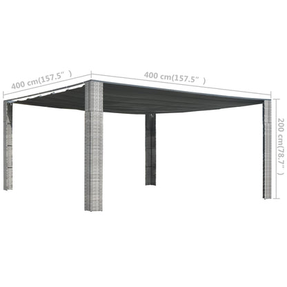 Gazebo with Sliding Roof Poly Rattan Grey and Anthracite