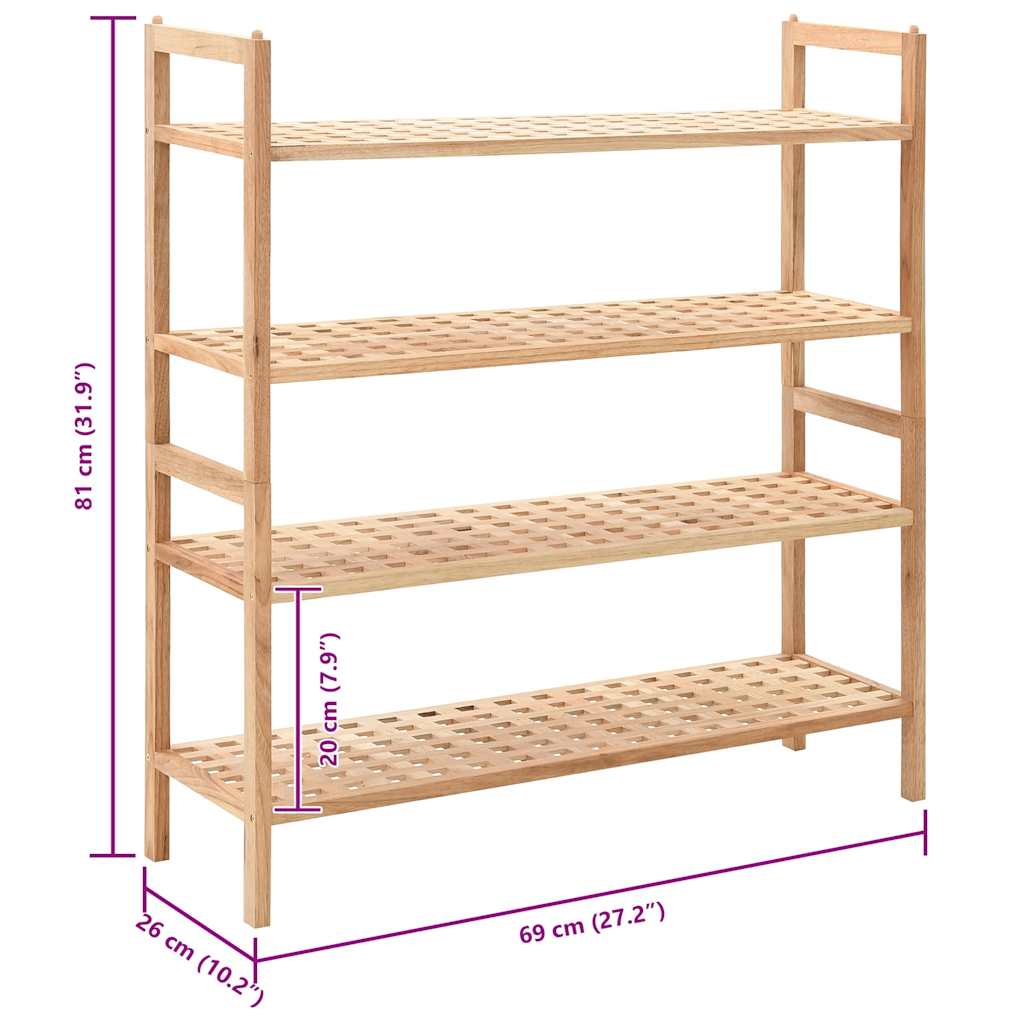 Walnut Shoe Rack Storage 69x26x81cm