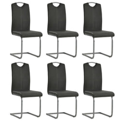 Cantilever Dining Chairs 6 pcs Grey Leather