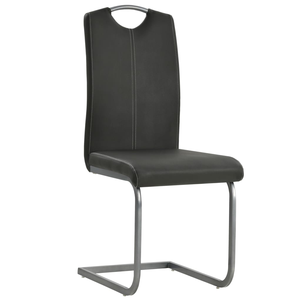 Cantilever Dining Chairs 6 pcs Grey Leather - 43×55×100cm