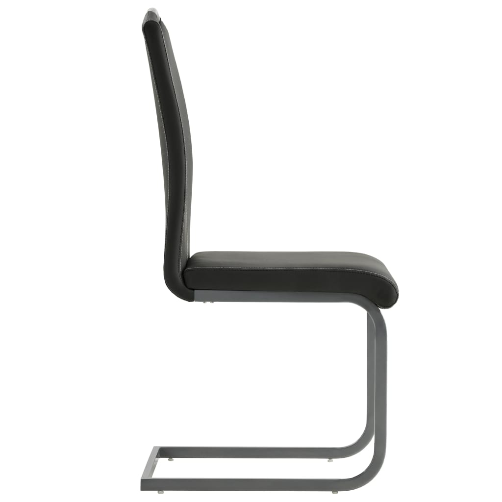 Cantilever Dining Chairs 6 pcs Grey Leather - 43×55×100cm