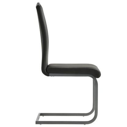 Cantilever Dining Chairs 6 pcs Grey Leather - 43×55×100cm