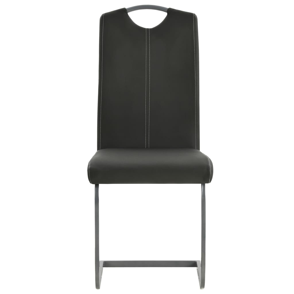 Cantilever Dining Chairs 6 pcs Grey Leather - 43×55×100cm