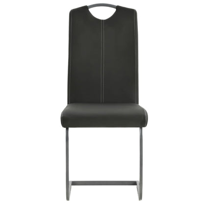 Cantilever Dining Chairs 6 pcs Grey Leather - 43×55×100cm