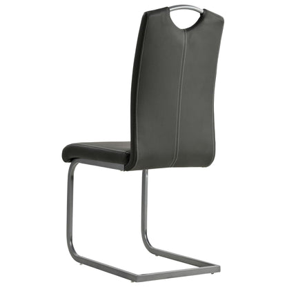 Cantilever Dining Chairs 6 pcs Grey Leather - 43×55×100cm