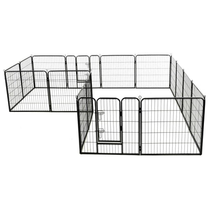 Dog Playpen 16 Panels Steel -Black