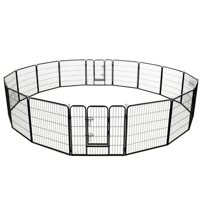 Dog Playpen 16 Panels Steel -Black