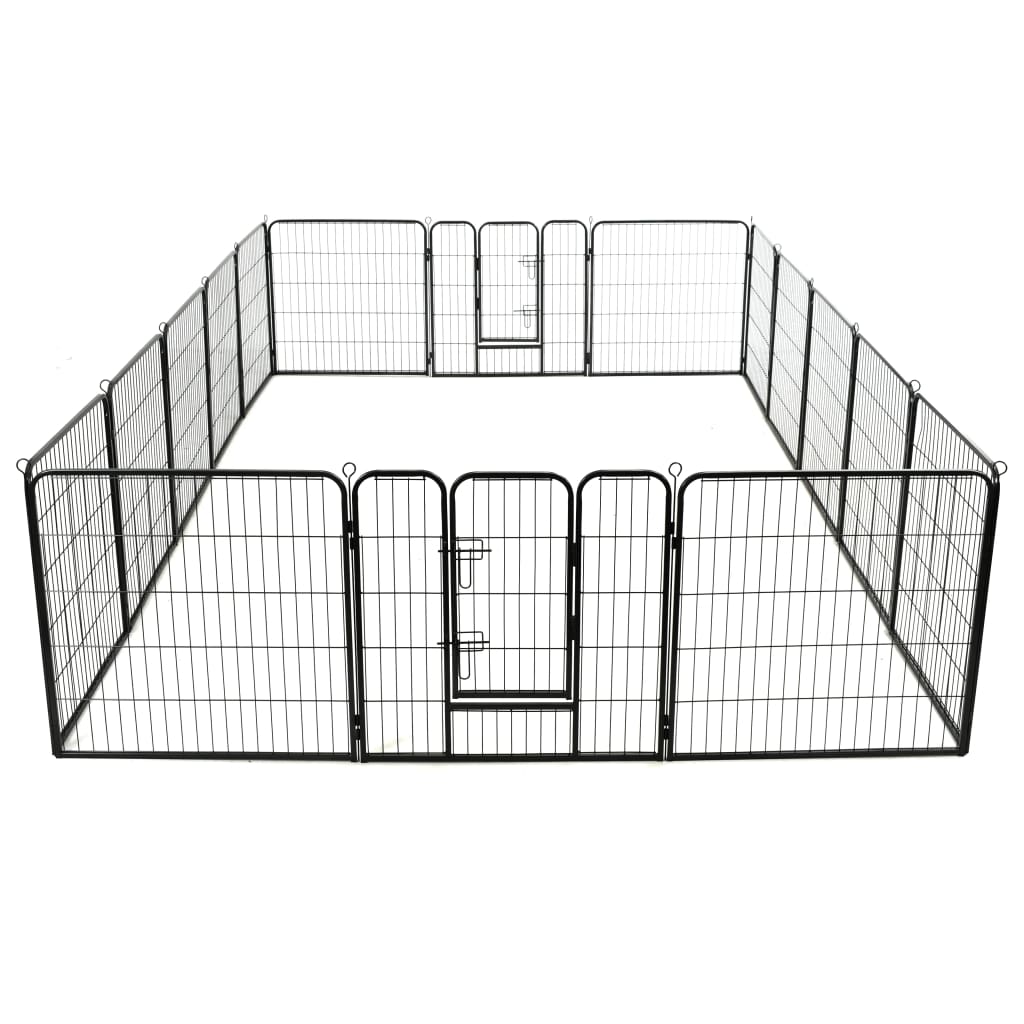 Dog Playpen 16 Panels Steel -Black