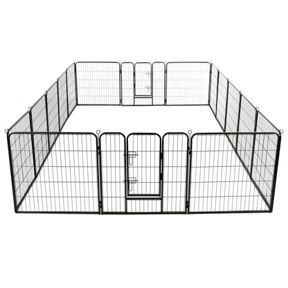 Dog Playpen 16 Panels Steel -Black