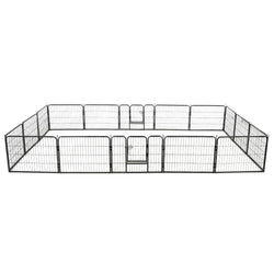 Dog Playpen 16 Panels Steel Black