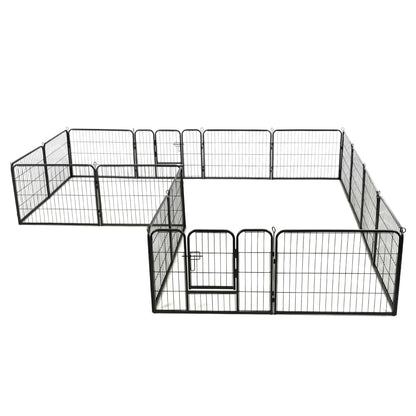 Dog Playpen 16 Panels Steel Black