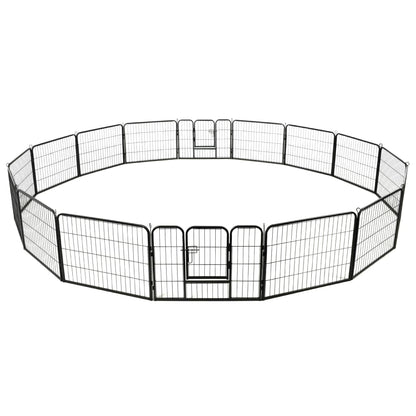 Dog Playpen 16 Panels Steel Black