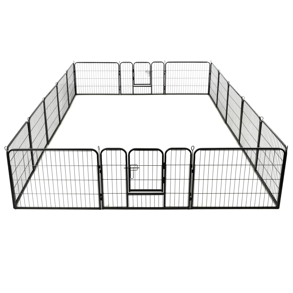 Dog Playpen 16 Panels Steel Black