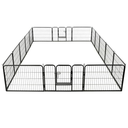 Dog Playpen 16 Panels Steel Black