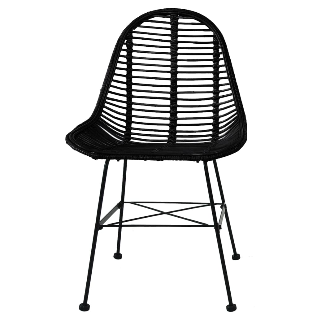 Dining Chairs 6 pcs Black Natural Rattan - 49×56×84cm