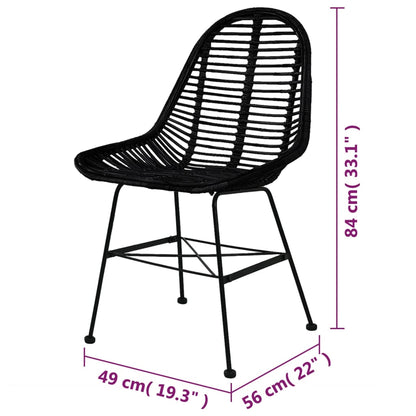 Dining Chairs 6 pcs Black Natural Rattan - 49×56×84cm