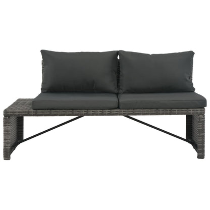 3 Piece Garden Lounge Set with Cushions Poly Rattan Grey - 135×63×65.5cm