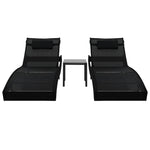 Sun Loungers 2 pcs with Table Poly Rattan and Textilene