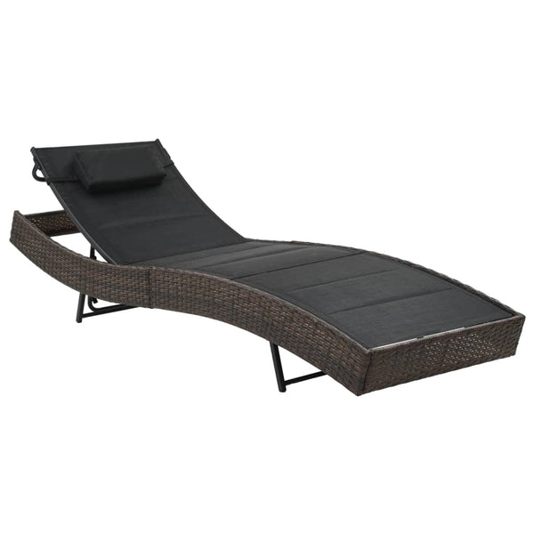  Sun Lounger Poly Rattan and Textilene Brown