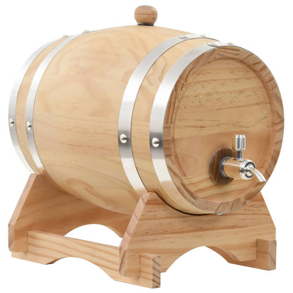 Wine Barrel with Tap Solid Pinewood 6 L - 27×18×25cm
