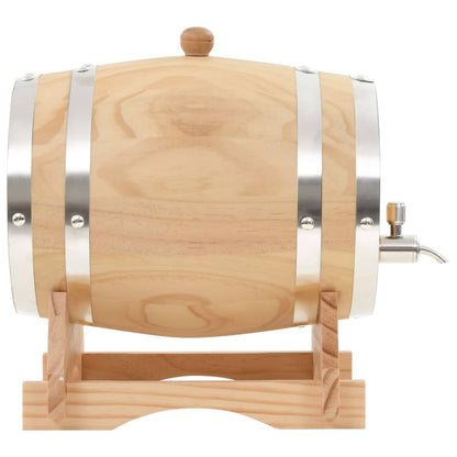 Wine Barrel with Tap Solid Pinewood 6 L - 27×18×25cm