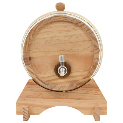 Wine Barrel with Tap Solid Pinewood 6 L - 27×18×25cm