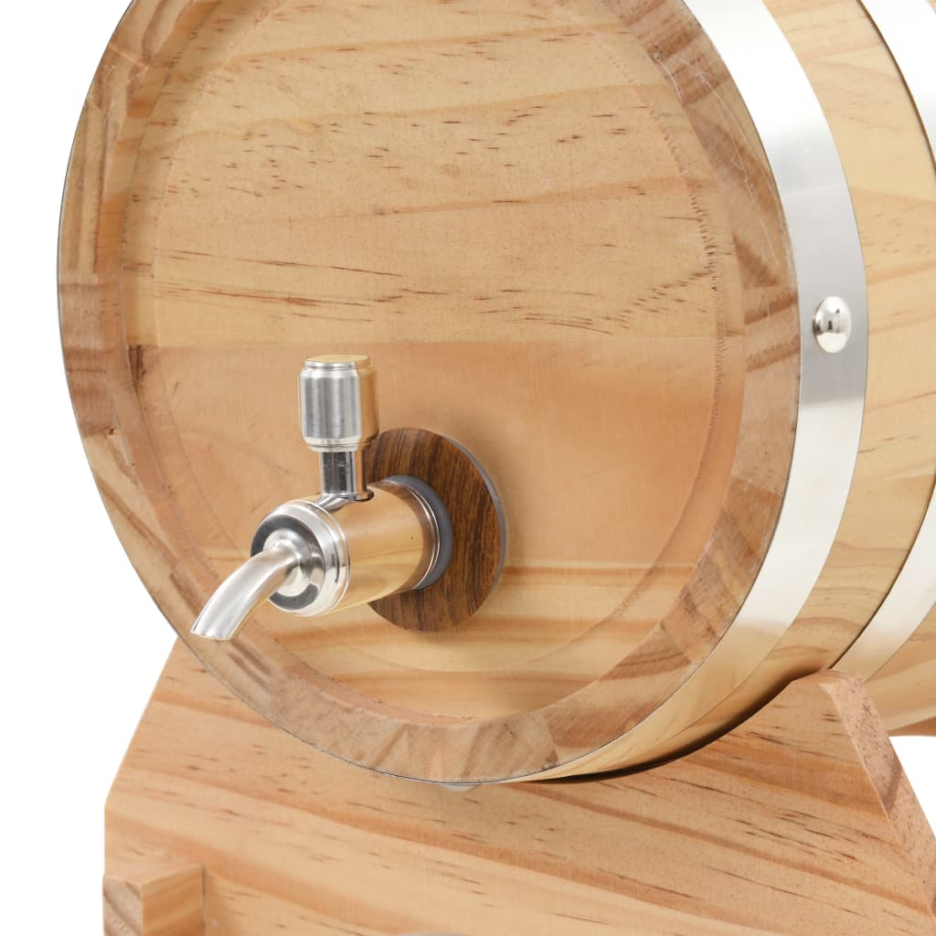 Wine Barrel with Tap Solid Pinewood 6 L - 27×18×25cm
