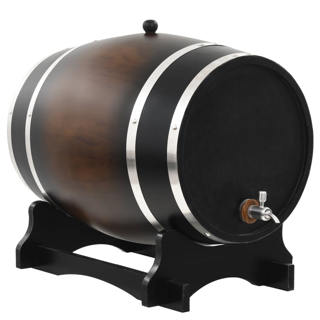 Wine Barrel with Tap Solid Pinewood 35 L - Brownish Black
