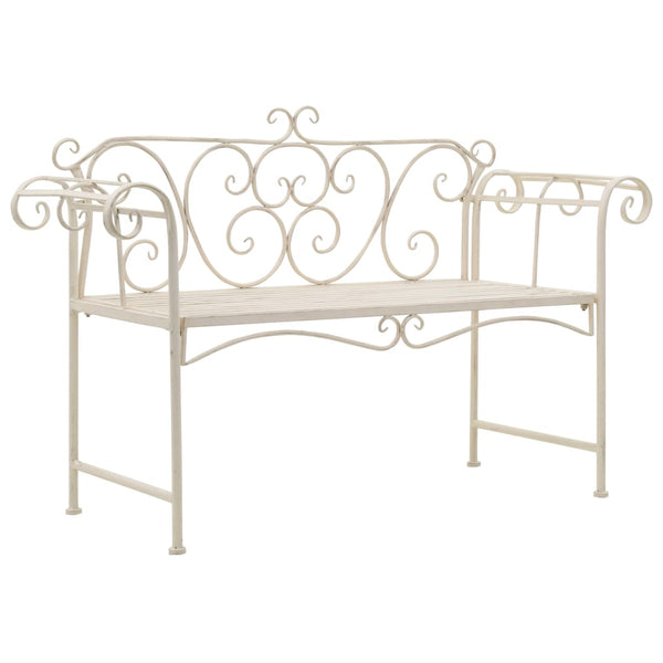  Garden Bench 132 cm Metal Antique White