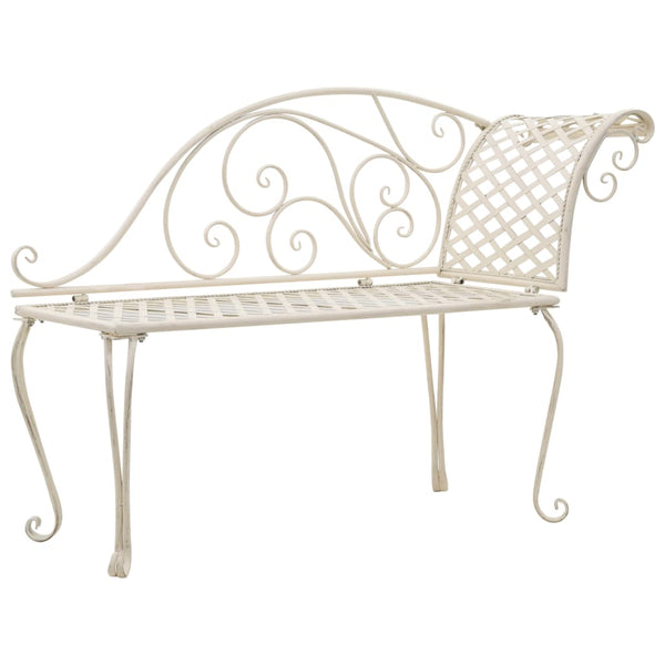  Garden Chaise Lounge 128 cm Metal Antique White