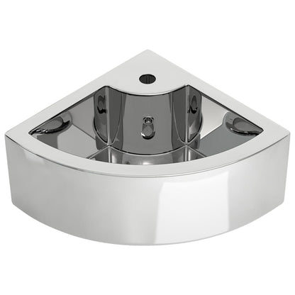 Wash Basin with Overflow Ceramic Silver