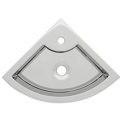 Wash Basin with Overflow Ceramic Silver