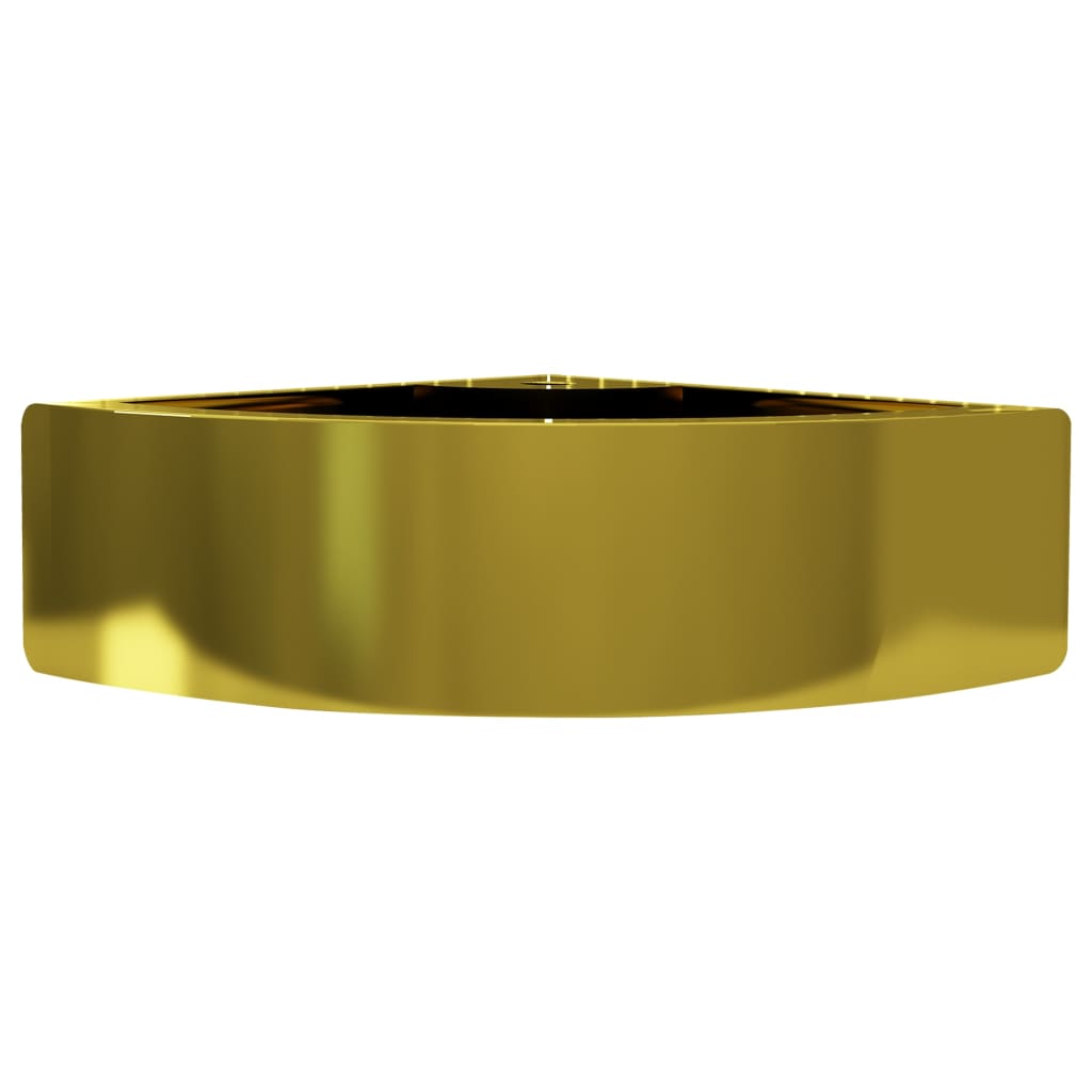 Wash Basin with Overflow Ceramic Gold