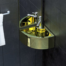 Wash Basin with Overflow Ceramic Gold