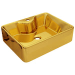 Wash Basin with Faucet Hole Ceramic Gold M