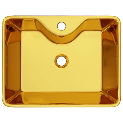 Wash Basin with Faucet Hole Ceramic Gold M