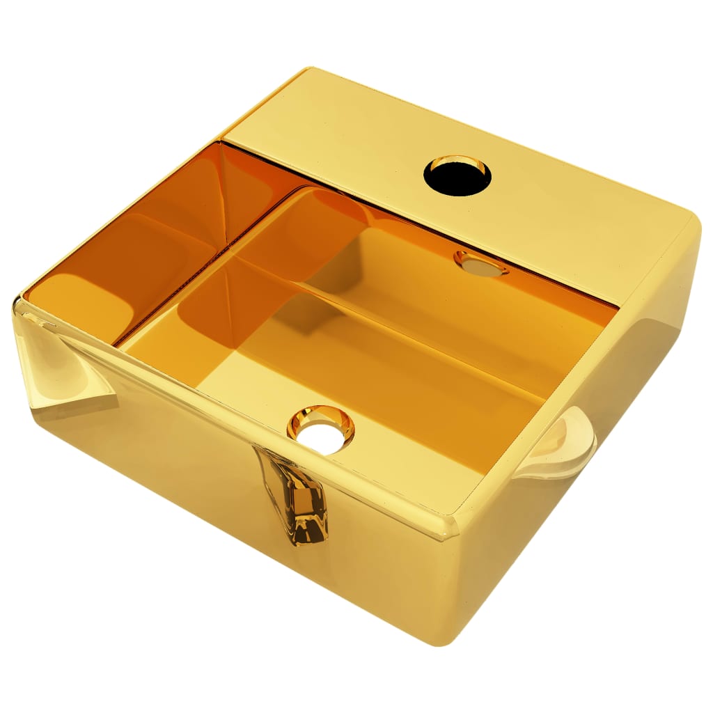 Wash Basin with Faucet Hole Ceramic Gold