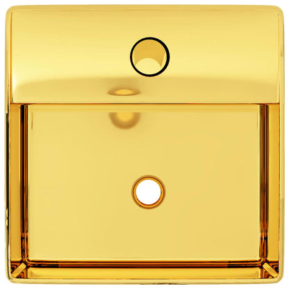 Wash Basin with Faucet Hole Ceramic Gold
